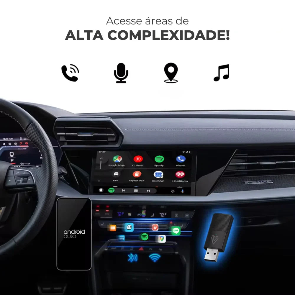 Adaptador Auto CarPlay/Android Sem fio para Multimídia - WirePlay™