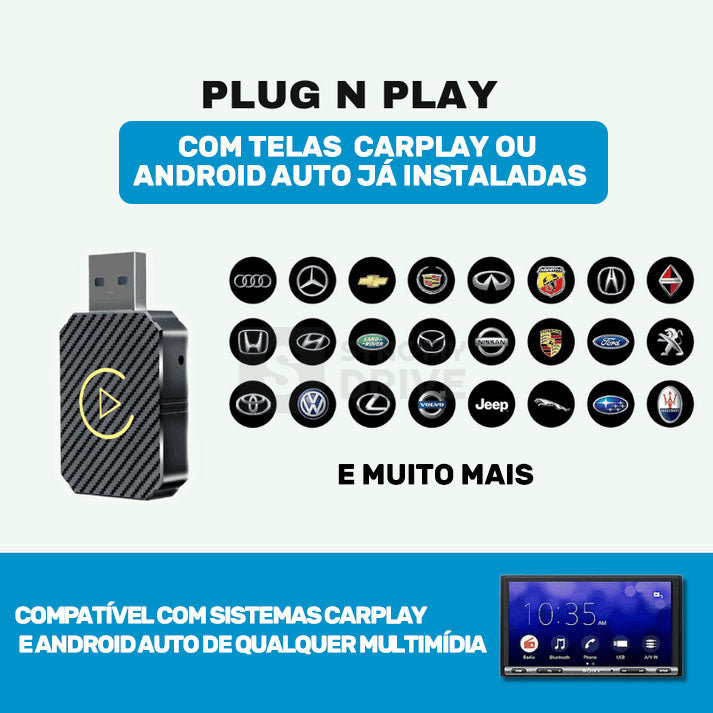 DriveCast - Adaptador Inteligente Carplay e Android Auto Sem Fio