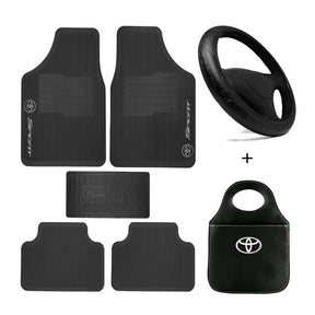 Kit Completo Automotivo Universal Tapete + Capa de Volante + Lixeira